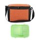 a orange bag & green container lunch to go ridge cooler