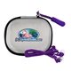 a purple mini zippered ear bud case