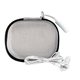 aerial view a white mini zippered ear bud case, image 1 of 2