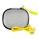 aerial view a yellow mini zippered ear bud case, image 1 of 2