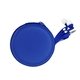 aerial view a blue round zippered ear bud set, image 1 of 2