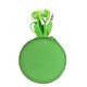 aerial view a green round zippered ear bud set, image 1 of 2