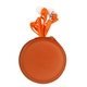 aerial view a orange round zippered ear bud set, image 1 of 2