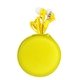 aerial view a yellow round zippered ear bud set, image 1 of 2
