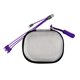 aerial view a purple mini cable set with 4- in -1 usb adapter, image 1 of 2