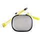 aerial view a yellow mini cable set with 4- in -1 usb adapter, image 1 of 2