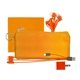 aerial view a orange large stretchy wall, cable, cloth buds set, image 1 of 2