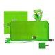 aerial view a green large stretchy wall, cable, cloth buds set, image 1 of 2