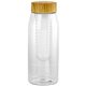 aerial view a clear bamboo pattern 32 oz bottle with infuser, image 1 of 2