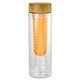 aerial view a orange bamboo pattern 24 oz bottle with fruit infuser, image 1 of 2