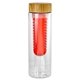 aerial view a red bamboo pattern 24 oz bottle with fruit infuser, image 1 of 2