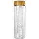 a clear bamboo pattern 24 oz bottle with fruit infuser