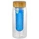 aerial view a blue bamboo pattern 25 oz recycled bottle with infuser, image 1 of 2