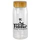 a clear bamboo pattern 25 oz recycled bottle with infuser
