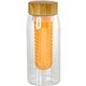 aerial view a orange bamboo pattern 25 oz recycled bottle with infuser, image 1 of 2
