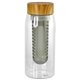 aerial view a smoke bamboo pattern 25 oz recycled bottle with infuser, image 1 of 2
