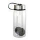 aerial view a black metal lanyard lid 25 oz recycled bottle with floating infuser, image 1 of 2