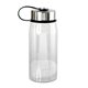 aerial view a clear metal lanyard lid 25 oz recycled bottle with floating infuser, image 1 of 2