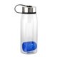 aerial view a blue metal lanyard lid 32 oz bottle with floating infuser, image 1 of 2