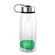 aerial view a green metal lanyard lid 32 oz bottle with floating infuser, image 1 of 2