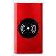 aerial view a red ul brushed metal high density wireless power bank, image 1 of 2