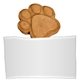 a custom wrapped up paw print dog cookie