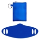 aerial view a blue tall stretchy face mask pouch, image 1 of 2