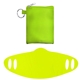 aerial view a green tall stretchy face mask pouch, image 1 of 2