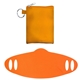 aerial view a orange tall stretchy face mask pouch, image 1 of 2