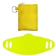 aerial view a yellow tall stretchy face mask pouch, image 1 of 2
