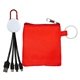 aerial view a red white colorful clip cable pouch set, image 1 of 2