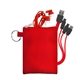 aerial view a red tall stretchy buds cable set, image 1 of 2