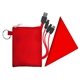 aerial view a red tall stretchy cloth cable set, image 1 of 2