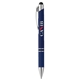 aerial view a navy blue steinway soft touch metal pen, image 1 of 2