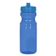 aerial view a translucent blue with blue lid 24 oz poly - clear(tm) fitness bottle, image 1 of 3