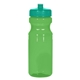aerial view a translucent green with green lid 24 oz poly - clear(tm) fitness bottle, image 1 of 3