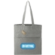 aerial view a dark gray recycled cotton herringbone tote w / zip pocket 7oz, image 1 of 7