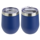 aerial view a navy blue senso(r) classic 10 oz vacuum insulated stainless steel wine tumbler, image 1 of 2