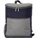 aerial view a navy blue/grey quilted cooler backpack, image 1 of 3
