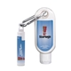 aerial view a group of 1.9 oz spf 30 sunscreen with carabiner and spf 15 lip balm in white tube with hook cap, image 12 of 12