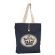 a navy/natural 11.5 oz portland button - up canvas tote