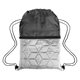 aerial view a black with gray heritage quilted drawstring bag, image 1 of 3