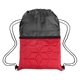 aerial view a black with red heritage quilted drawstring bag, image 1 of 3