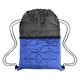 aerial view a black with royal blue heritage quilted drawstring bag, image 1 of 3
