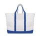 aerial view a natural with royal blue the madelyn tote bag, image 1 of 3
