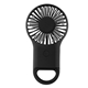 aerial view a black rechargeable handheld fan with carabiner, image 1 of 2