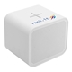 aerial view a white 5w assure speaker with wireless charger, image 1 of 10
