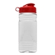 aerial view a clear bottle & frost infuser basket & red lid groove 20 oz tritan(tm) infuser bottle with flip lid and tritan(tm) infuser, image 1 of 2