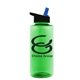 a green bottle & black w/ blue spout lid the mountaineer - 36 oz tritan(tm) bottle with flip straw lid