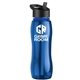 a blue bottle & black lid & blue accent collar slim grip - 25 oz tritan(tm) bottle with flip straw lid and accent collar
